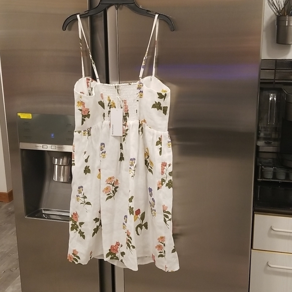💕REFORMATION💕 Martin Linen Dress ~ Botanical 10 NWT - Picture 10 of 15